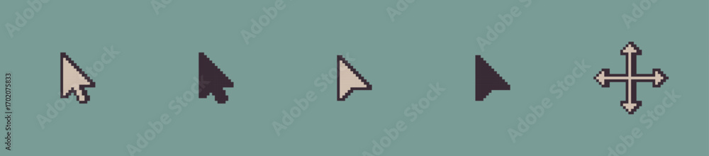 Retro Pixel Arrow Cursor Icons Set with Mouse Pointers and Move Tool ...