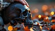 © ArtifyGraphy - Mysterious skull display autumn setting artistic photography warm lighting close-up view halloween theme