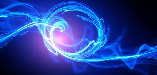 Wall Mural - Abstract swirling blue energy representing brainwaves,  energy,  glow