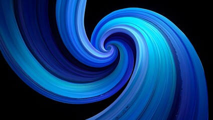 Abstract blue swirl on black background digital art texture graphic