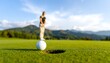 © Angler - Golfing woman aiming at a hole