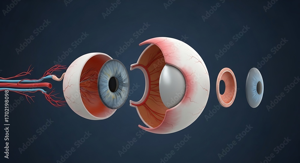 Exploded View of Human Eye Anatomy for Educational Purposes. Stock ...