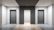 © Generative AI - Modern Office Interior with Three Doors, Choice Concept, Business Opportunity, Minimalist Design, and Contemporary Architecture