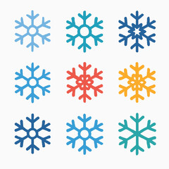Wall Mural - Snowflake illustrations on white background for winterthemed designs, christmas cards, or holiday graphics. Perfect for digital creators and designers.