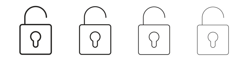 Wall Mural - Unlock icon vector graphics. black style vector icons