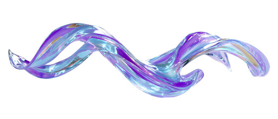 Wall Mural - Iridescent fluid flow with a swirl pattern abstract visual element on a clean transparent background