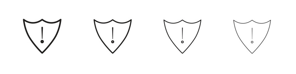 Wall Mural - Shield exclamation icon vector graphics. black style vector icons