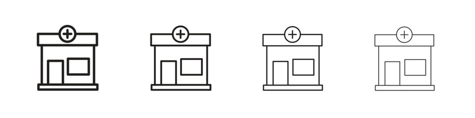 Wall Mural - Pharmacy icon vector graphics. black style vector icons