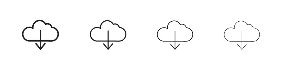 Wall Mural - Cloud download icon vector graphics. black style vector icons