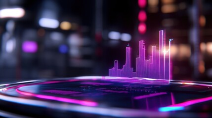 Wall Mural - Digital business graph rising upwards with futuristic HUD elements and glowing accents