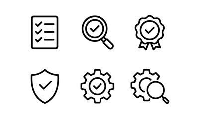 Minimalist checklist and security icons collection for web and app design