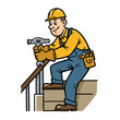 © Vladimir - Builder tightening bolts on stair railing with tools and friendly smile