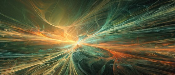 Wall Mural - Fractal horizon light yellow green abstract flow rippled fantasy.