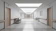 © Generative AI - Bright Hospital Hallway with Waiting Area: Clean, Modern Interior Design for Healthcare Concepts