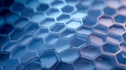 Abstract blue and white hexagonal pattern with a shallow depth of field effect