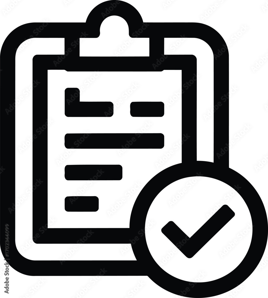 Completed Checklist Icon Illustrating Task Management Approval Process ...