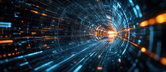 Wall Mural - Futuristic digital tunnel.