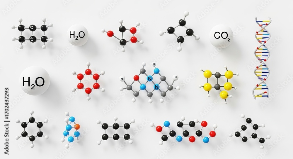 Scientific representation of diverse molecular structures and compounds ...