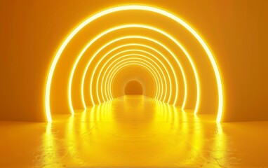 a captivating tunnel of concentric, luminous arches in a rich, golden hue, enveloping the viewer in 