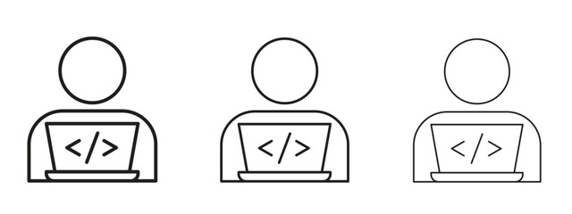Programmer icon, outline sign, linear symbols