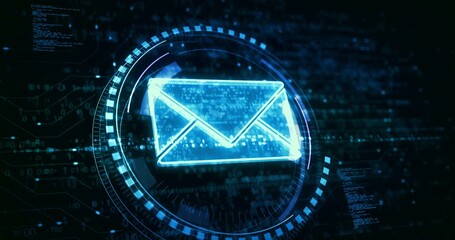 Envelope email and mail message symbol digital concept. Cyber technology and computer background abstract 3d.