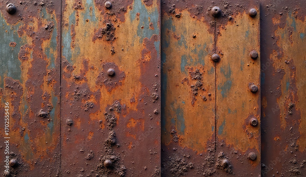Heavy Rusted Metal Gritty textured background of heavily rusted metal panels with visible ...