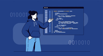 Person Presenting Code Illustrated On A Digital Screen For Contemporary Audiences