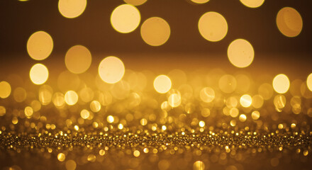 Soft bokeh light background, out-of-focus points of light in warm gold, dreamy and romantic, shallow depth of field, perfect for wedding invitations