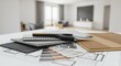 © Clifford - interior design material samples and blueprints for home renovation