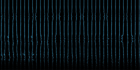 An abstract blue background with a striped digital binary code texture. Set of wavy horizontal lines. Marker hand-drawn line. Lines hand drawn paint brush stroke. Blue black minimal round lines. glow