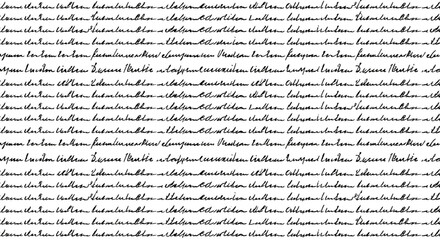 モノクロ手書きスクリプトのシームレスパターン｜装飾的な抽象文字｜エレガント背景・テキスタイル用