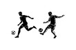 © Himel - two players competing for soccer ball in dynamic action silhouette