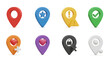 © vickryab - Set of Colorful 3D Location Pin Icons with Star, Heart, Checkmark, Warning, Lock, plus and Blank sign on White Background
