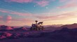 © Chaivg - Explore the cosmos with this stunning Mars rover against a breathtaking alien sunset landscape scene