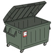 © eman - Open dumpster ready for waste disposal, commercial trash container, industrial garbage bin