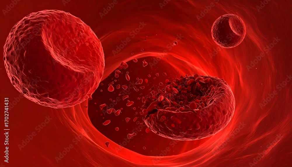 Microscopic View of Red Blood Cells Flowing Through a Vein. Stock Photo ...