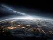 © Pickoloh - Night planet earth from space with light lines of communication and connection. Business and finance, concept. Global communications system and the World Wide Web. Technologies and communications.