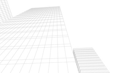 Wall Mural - Abstract modern building. Architectural concept sketch. 