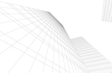 Wall Mural - Abstract modern building. Architectural concept sketch. 