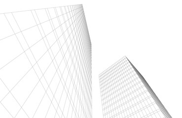 Wall Mural - Abstract modern building. Architectural concept sketch. 
