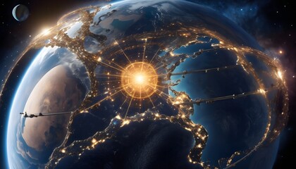 Wall Mural - Futuristic Orbital Ring Encircling Planet