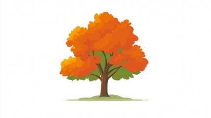 Vector silhouette of an isolated maple tree with autumn leaves