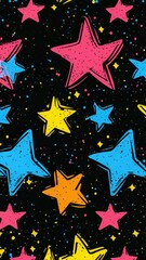 Wall Mural - Colorful, star pattern background with a galaxy theme.