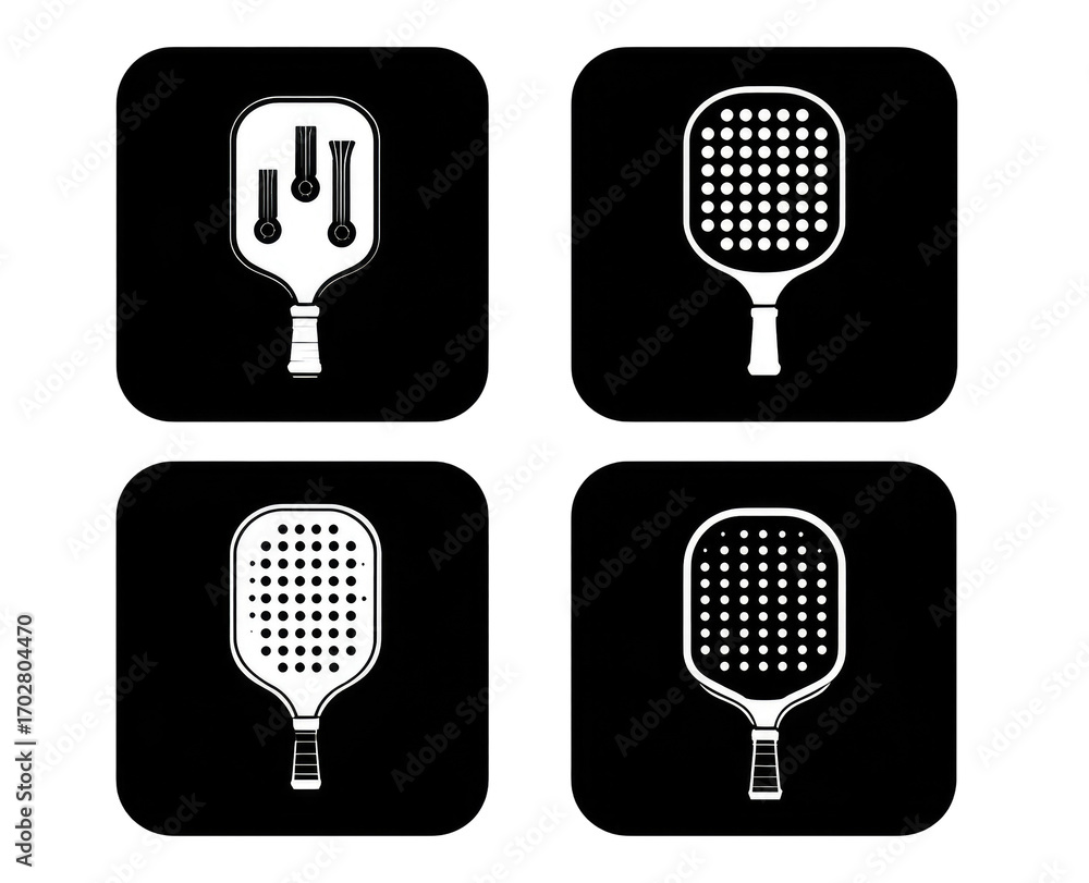 Racket Variations Illustration Stock Four variations of a paddle sport racket, depicted ...