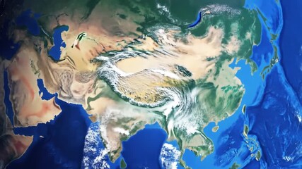 Rotating Earth: Stunning Aerial View of Middle East and Asia