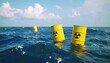 © Armaya - Yellow barrels with radioactive symbol in the ocean