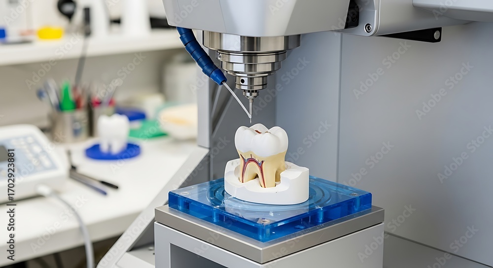 Dental Milling Machine Working on Tooth Model technology Stock ...