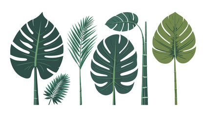 vector set of green leaves