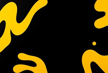 Wall Mural - Bold, abstract yellow forms contrast sharply against a deep black backdrop,  background,  creative