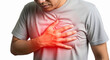 © Poetra RH - Man clutches his chest in pain, symbolizing heart attack symptoms, chest pain, and health issues. Ideal for medical, healthcare, and wellness content.